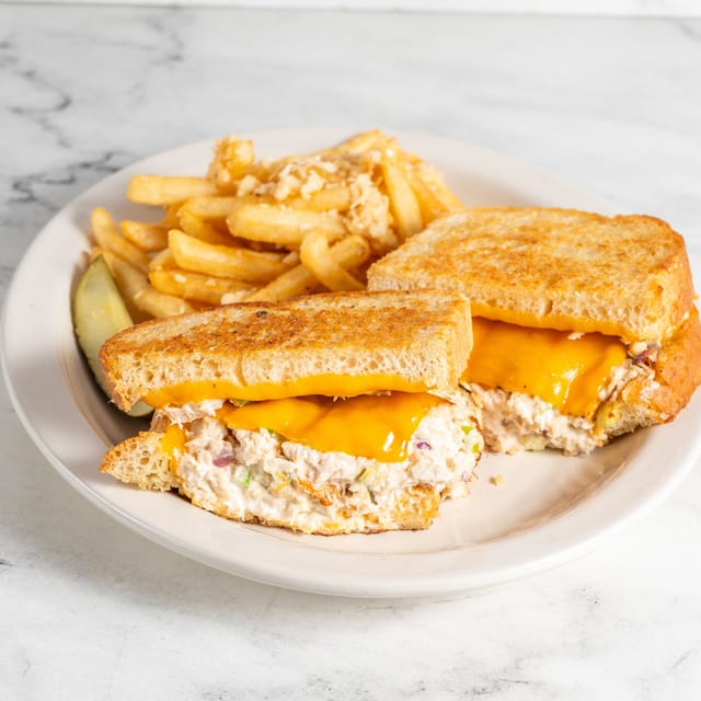 Albacore Tuna Melt sandwich with Cheddar.